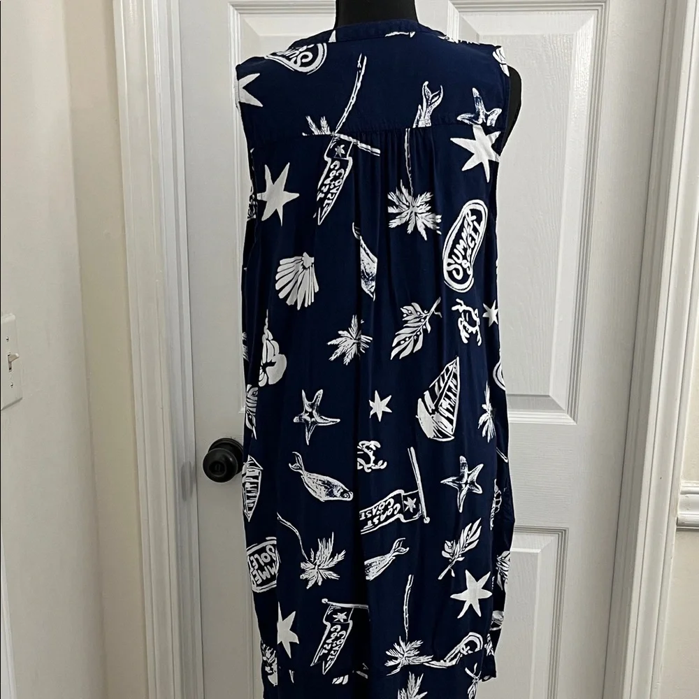 Sonoma Blue and White Tropical Midi Dress - Picture 6 of 7